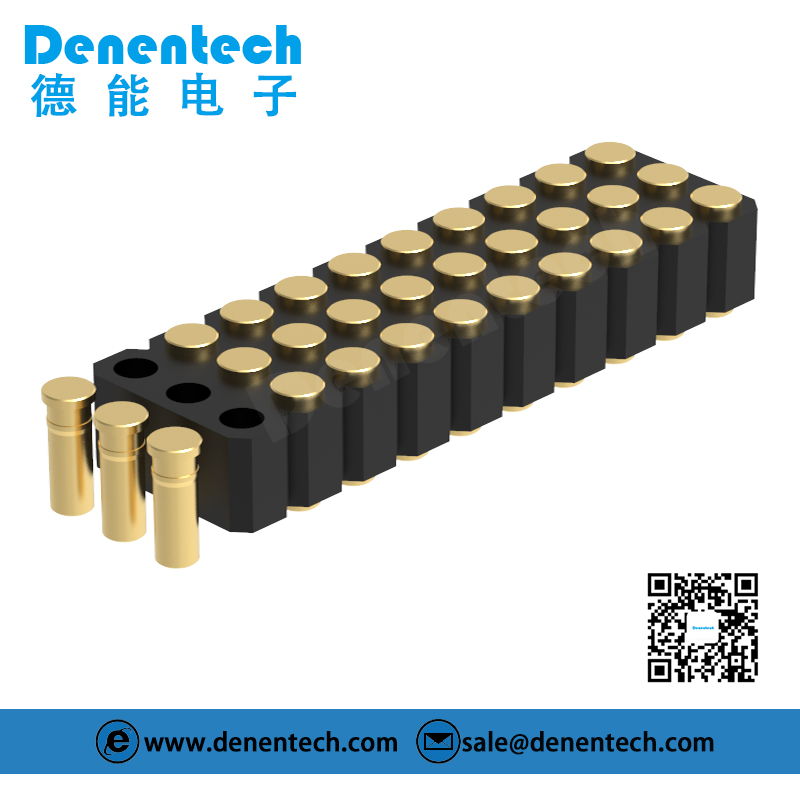 Denentech 2.54MM pogo pin H4.0MM triple row female straight SMT spring loaded pogo pin waterproof connector